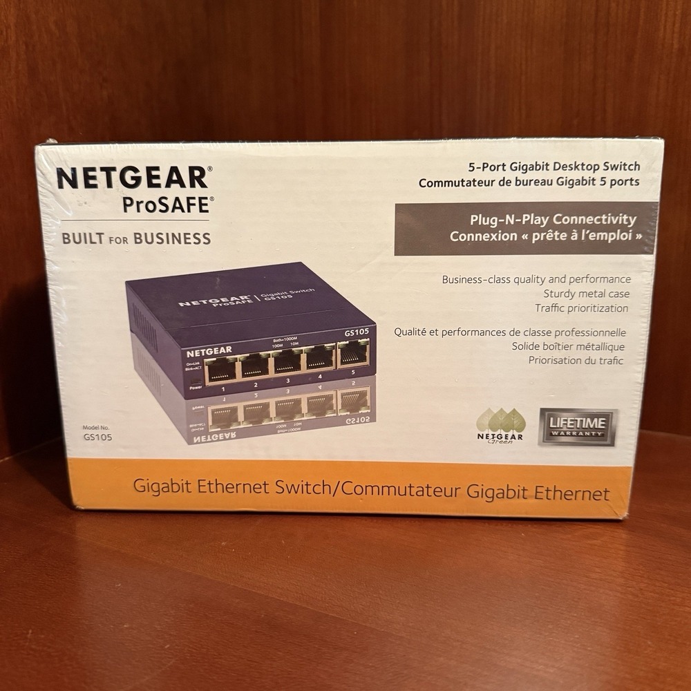 Netgear Prosafe 5 Port Gigabit Desktop Switch‎ Ethernet Commutateur GS105 New